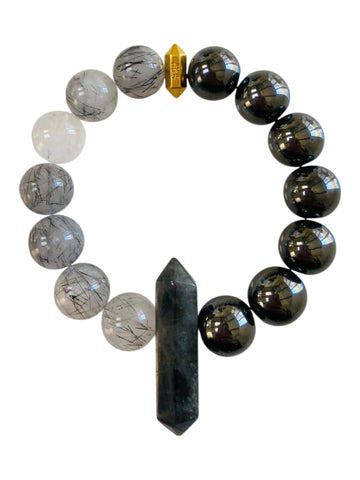 Two Sides - Rutilated Quartz, Hematite & Labradorite