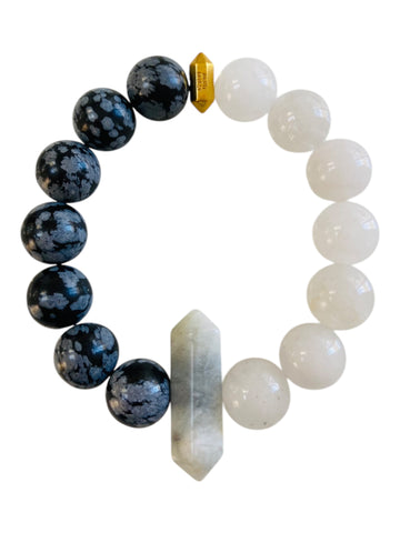 Two Sides - Snowflake Obisidian, Agate & Moonstone